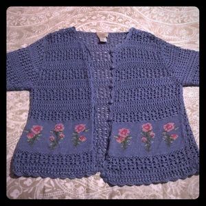 Vintage Blue knitted and quilted button down shirt