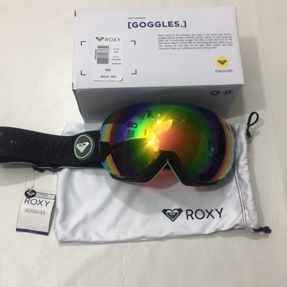 NWT ROXY rainbow reflective snowboard goggles