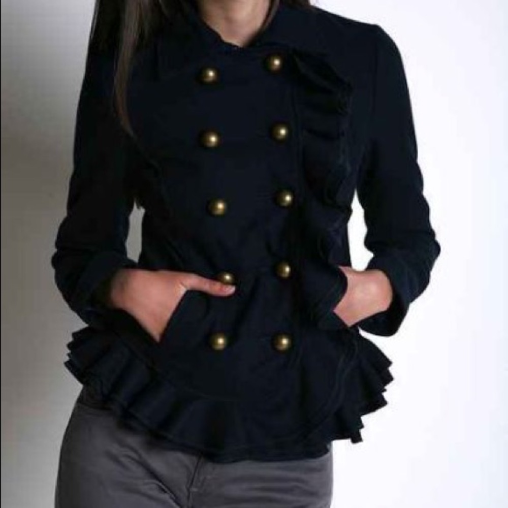 Urban Outfitters Kimchi Blue Ruffle Peacoat sz M