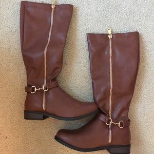 NEW Brown Faux Leather Riding Boots