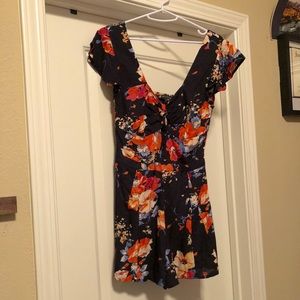 House of Harlow Floral Romper with Tie Front
