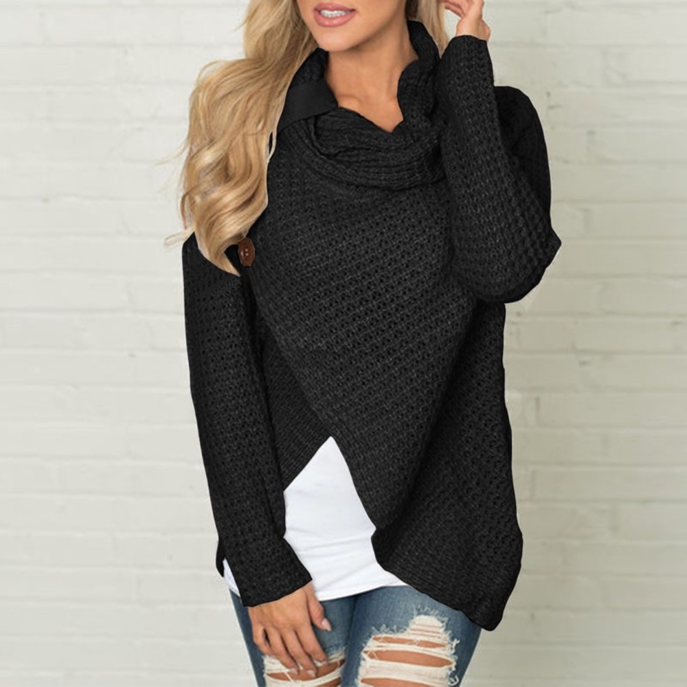 Wrap Front Cowl Neck Cozy Knit Cardigan Sweater - Picture 2 of 6