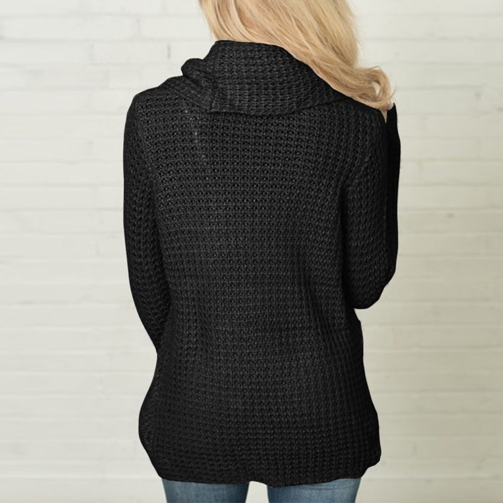 Wrap Front Cowl Neck Cozy Knit Cardigan Sweater - Picture 3 of 6