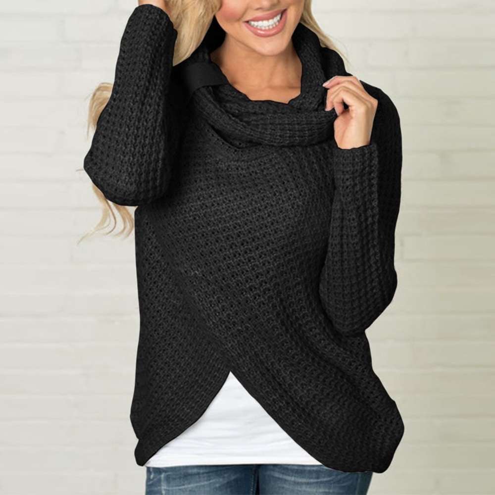 Wrap Front Cowl Neck Cozy Knit Cardigan Sweater - Picture 4 of 6