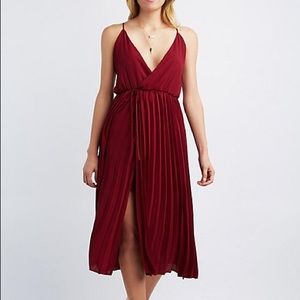 Red Pleated Holiday Dress