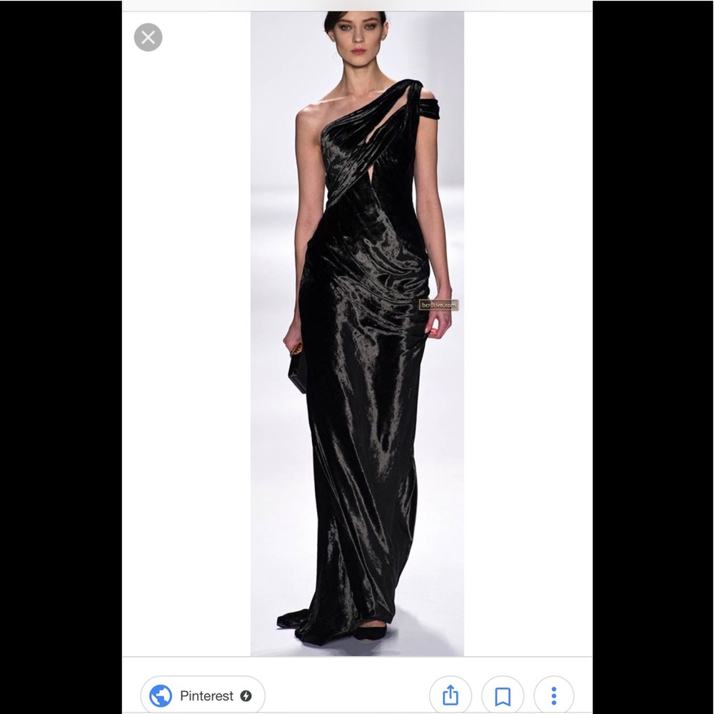 J Mendel Velvet Burgandy One Shoulder Gown SZ 2