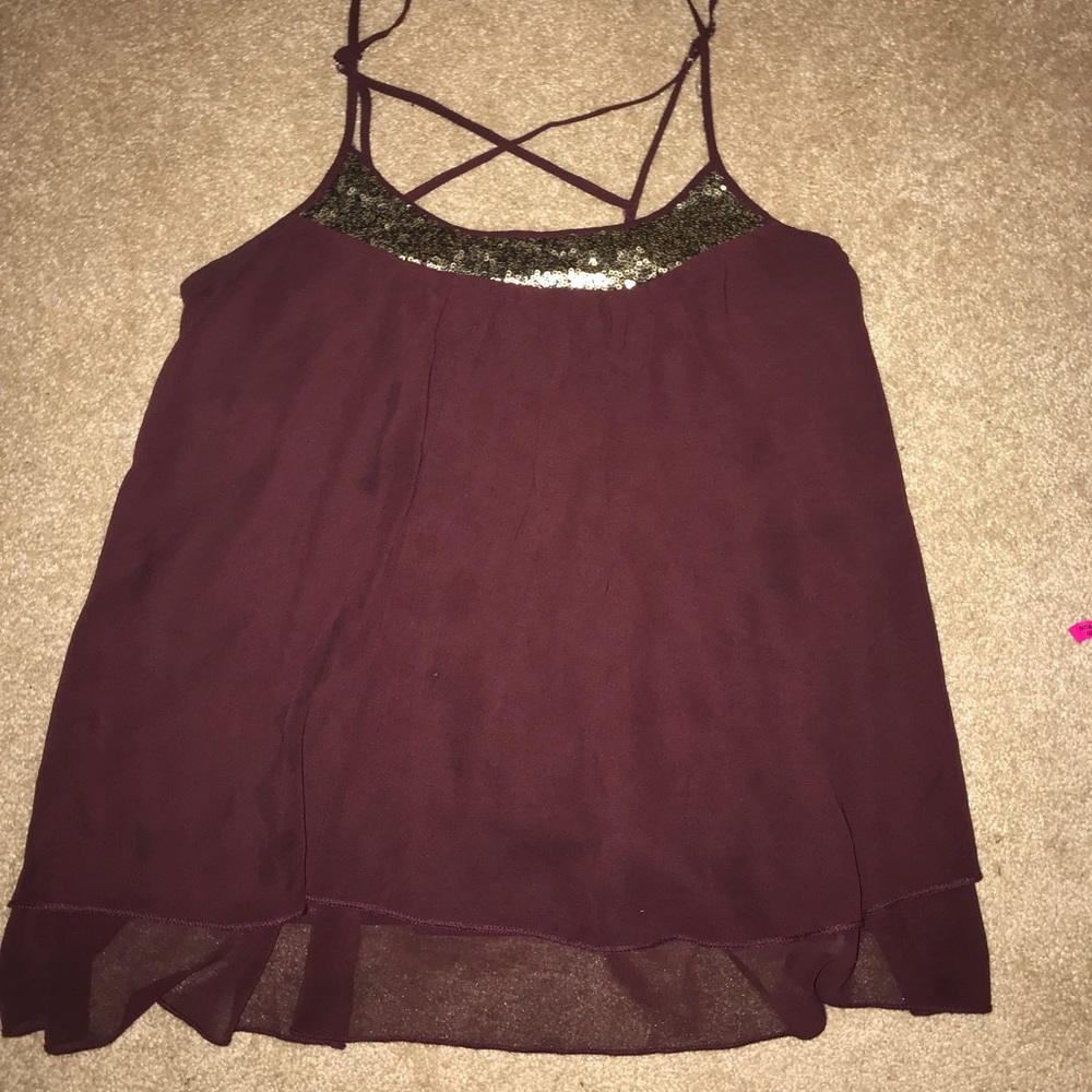 Maroon Sequenced going out tank top!