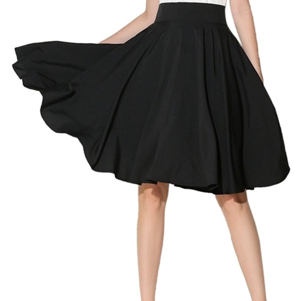 Black Aline Pleated Skirt