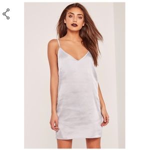 NWT silver Missguided silk cami slip dress
