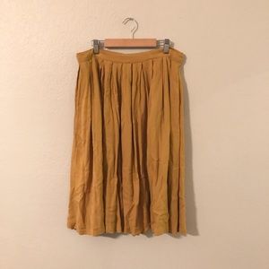 mustard cotton midi skirt