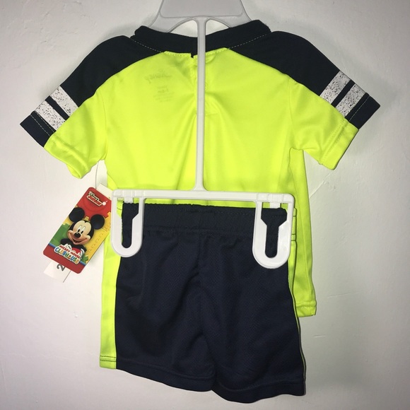 New! Neon Yellow Disney Mickey Mouse 2 Piece Set - Picture 6 of 8