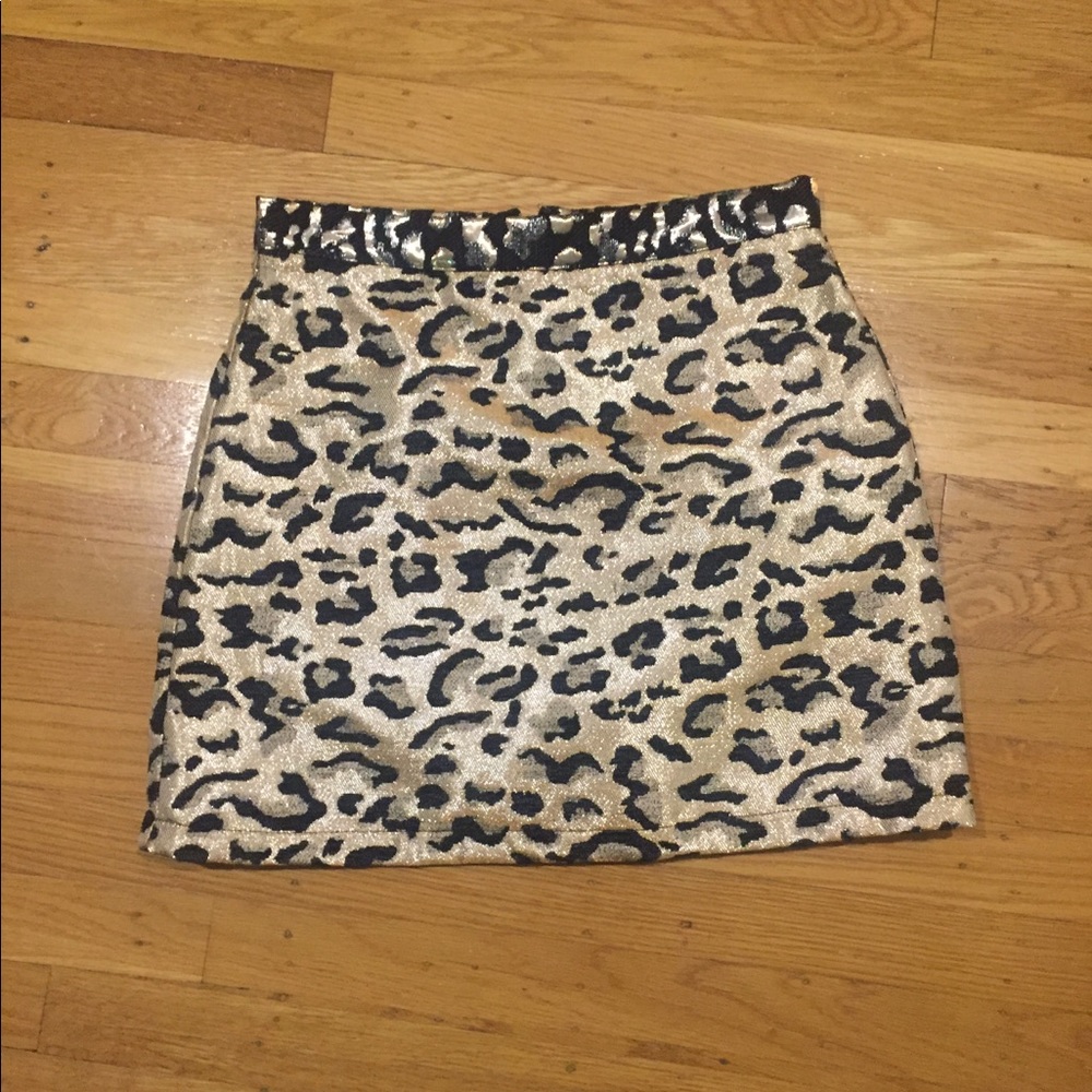 Topshop Metallic Leopard Print Mini Skirt