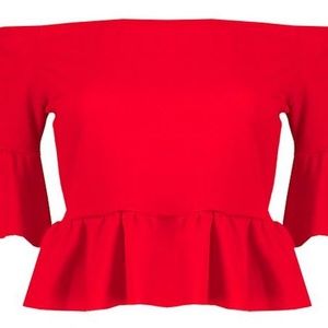Red off shoulder crop top