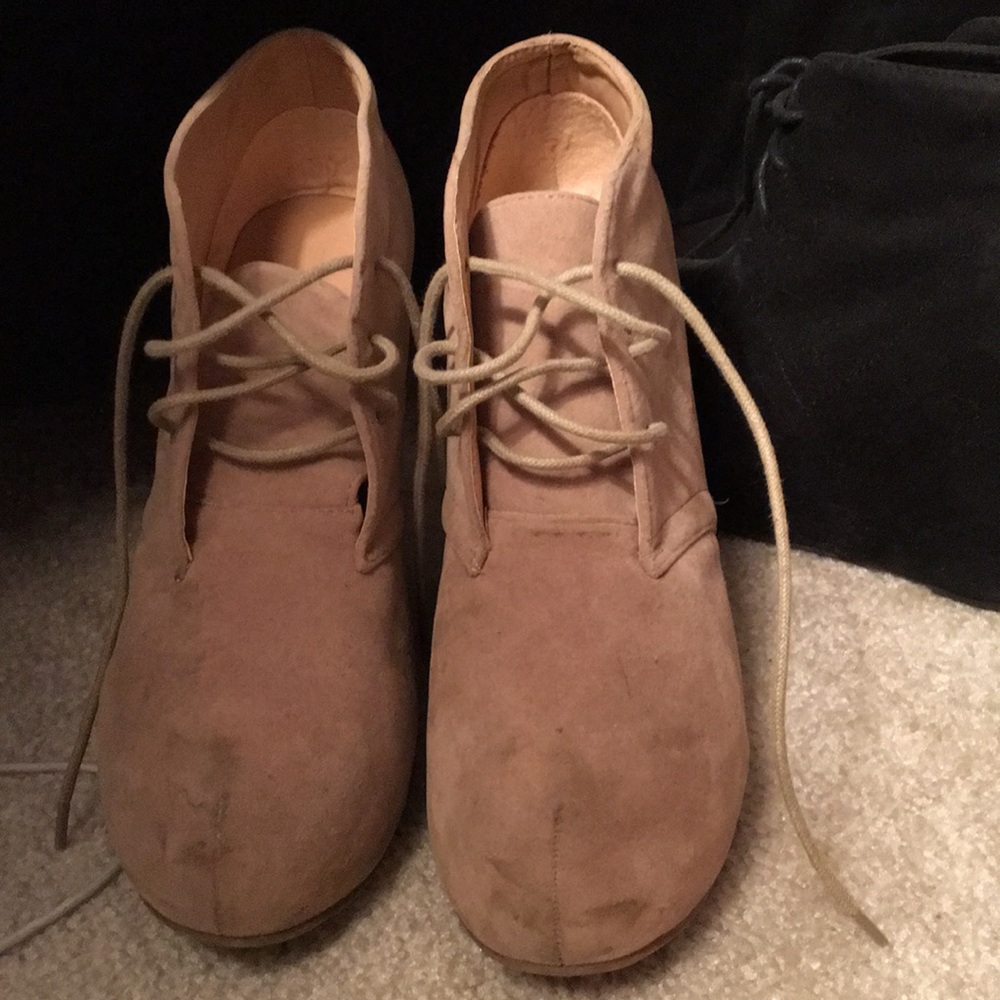 Necessary Clothing Tan Wedge Booties