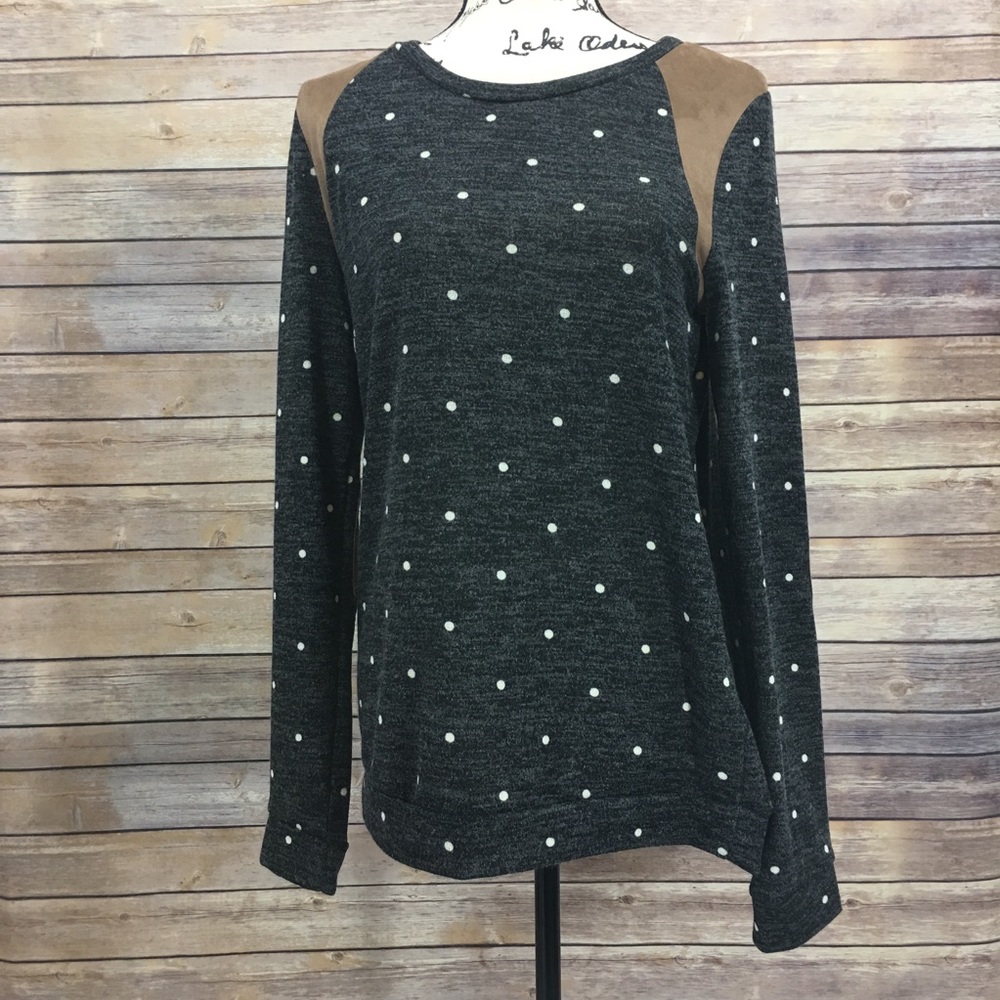 Long Sleeve Polka Dot Elbow Patch Shirt - Picture 2 of 7