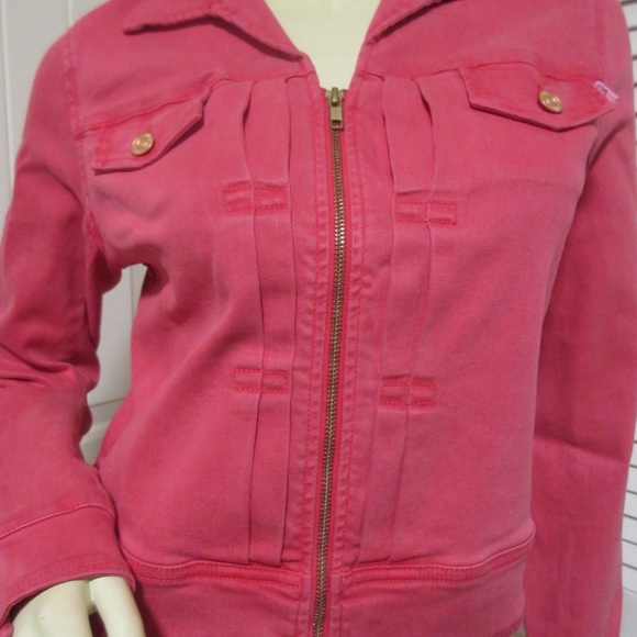 MOTHER Y2K Jean/Denim Jacket Trucker L Made USA Red-Pink Preppy Academia Western - Picture 6 of 9