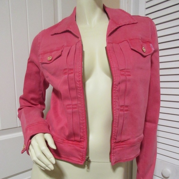 MOTHER Y2K Jean/Denim Jacket Trucker L Made USA Red-Pink Preppy Academia Western - Picture 8 of 9