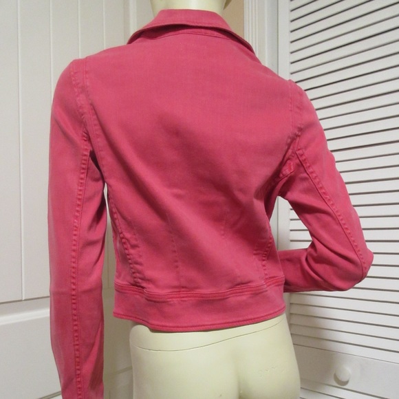 MOTHER Y2K Jean/Denim Jacket Trucker L Made USA Red-Pink Preppy Academia Western - Picture 7 of 9