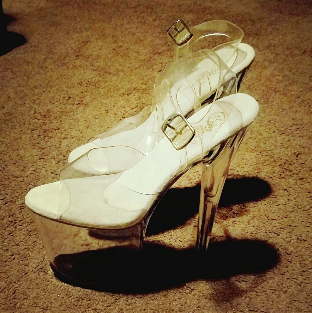Pleaser taboo 708 clear heel 3 1/2" front rise