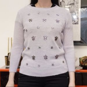 Lavender Jeweled Holiday Sweater J. Crew Sz. S