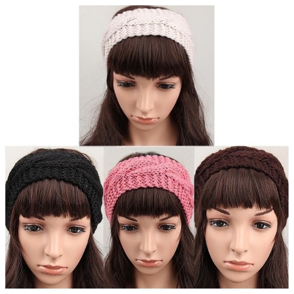 Crochet Cable Knit Wool Headband Tan Ear Warmer - Picture 5 of 6