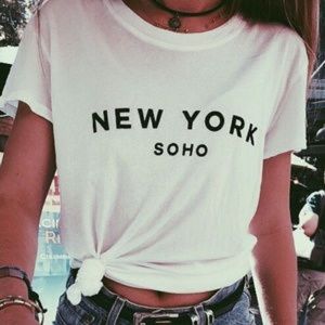 Brandy Melville New York Soho white crop top