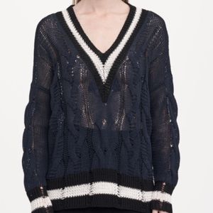 Rag & Bone Emma Navy V-Neck Sweater NWT Medium