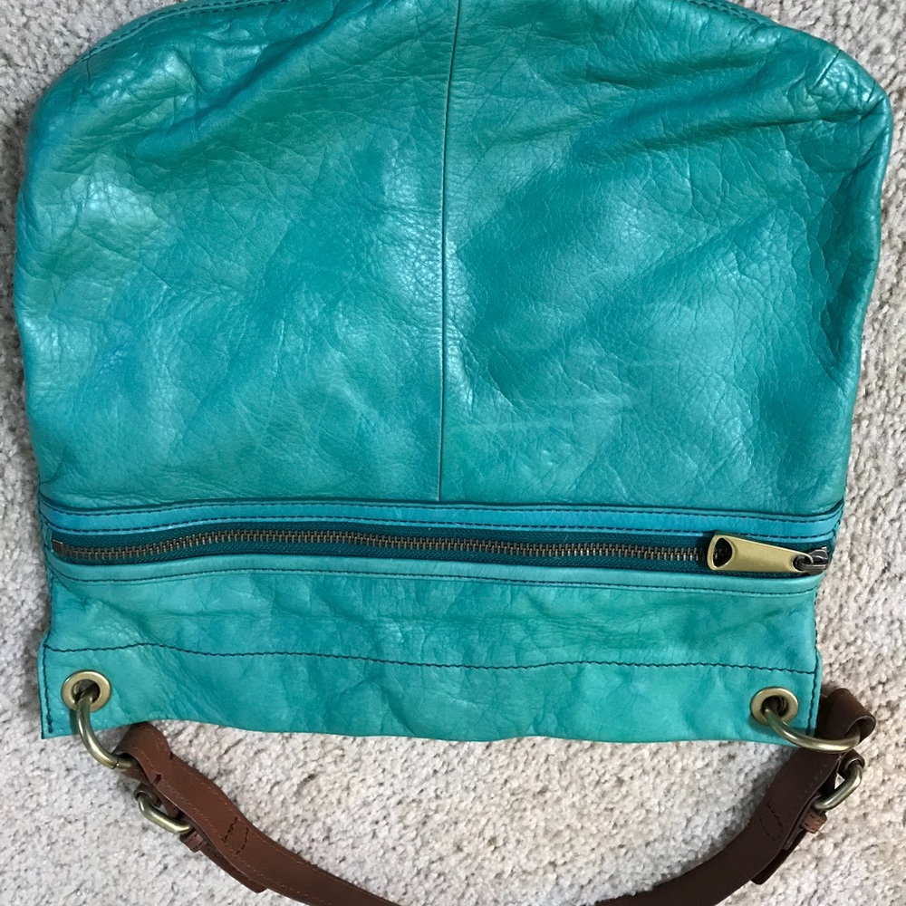 Fossil Teal Green Leather Shoulder Bag