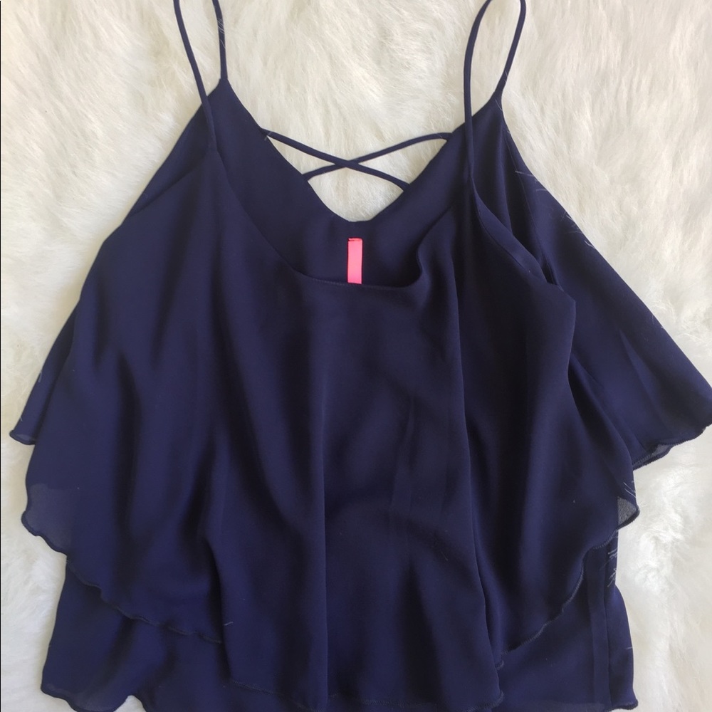 Navy Layered Tank with Cross Cross Back