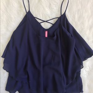 Navy Layered Tank with Cross Cross Back