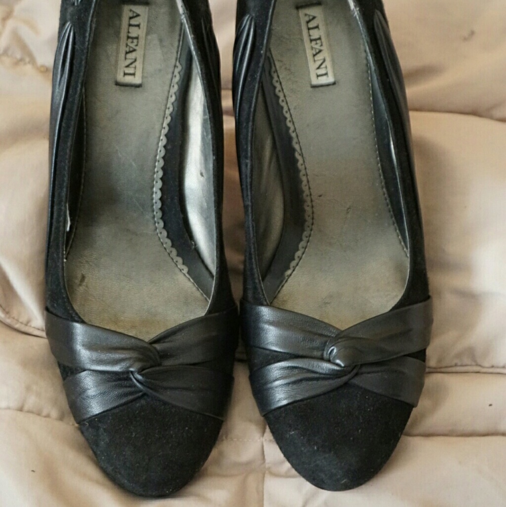 Black Alfani Heels Size 8 - Leather and Suede - Picture 1 of 5