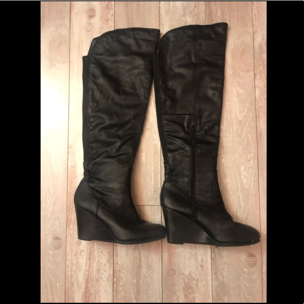 Dark brown leather boots
