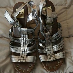 Pewter/Silver Dolce Vita Cork Wedges 8.5