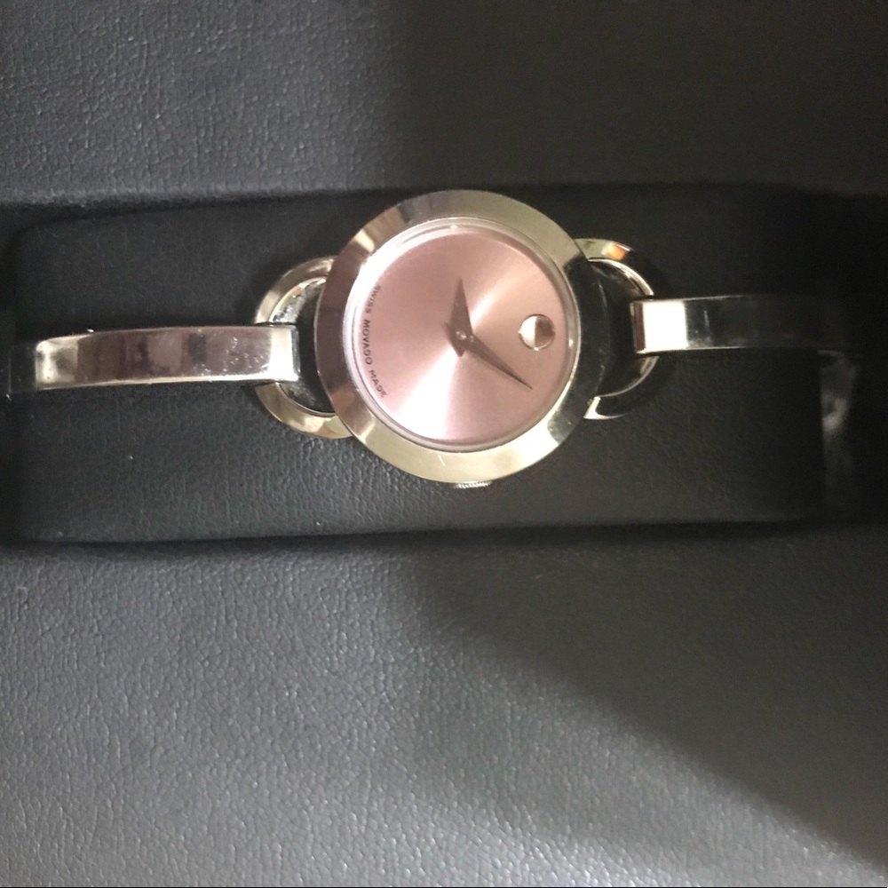 Ladies Movado Bangle Watch With a Pink Face