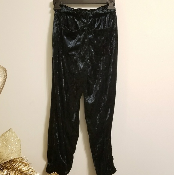 BNWT Paper Bag Bow Waist Crushed Velvet Joggers - Picture 4 of 5