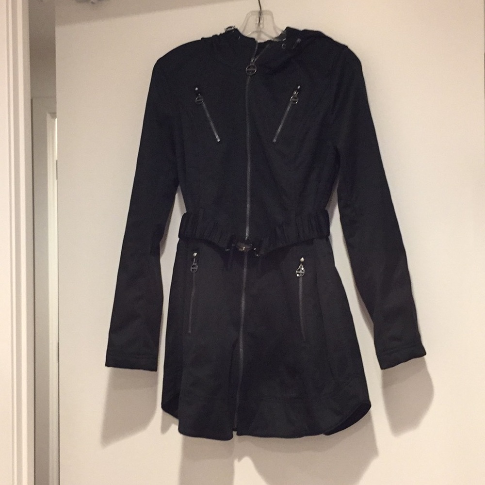 Laundry black fleece lined rain jacket