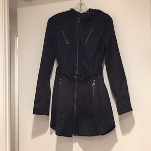 Laundry black fleece lined rain jacket