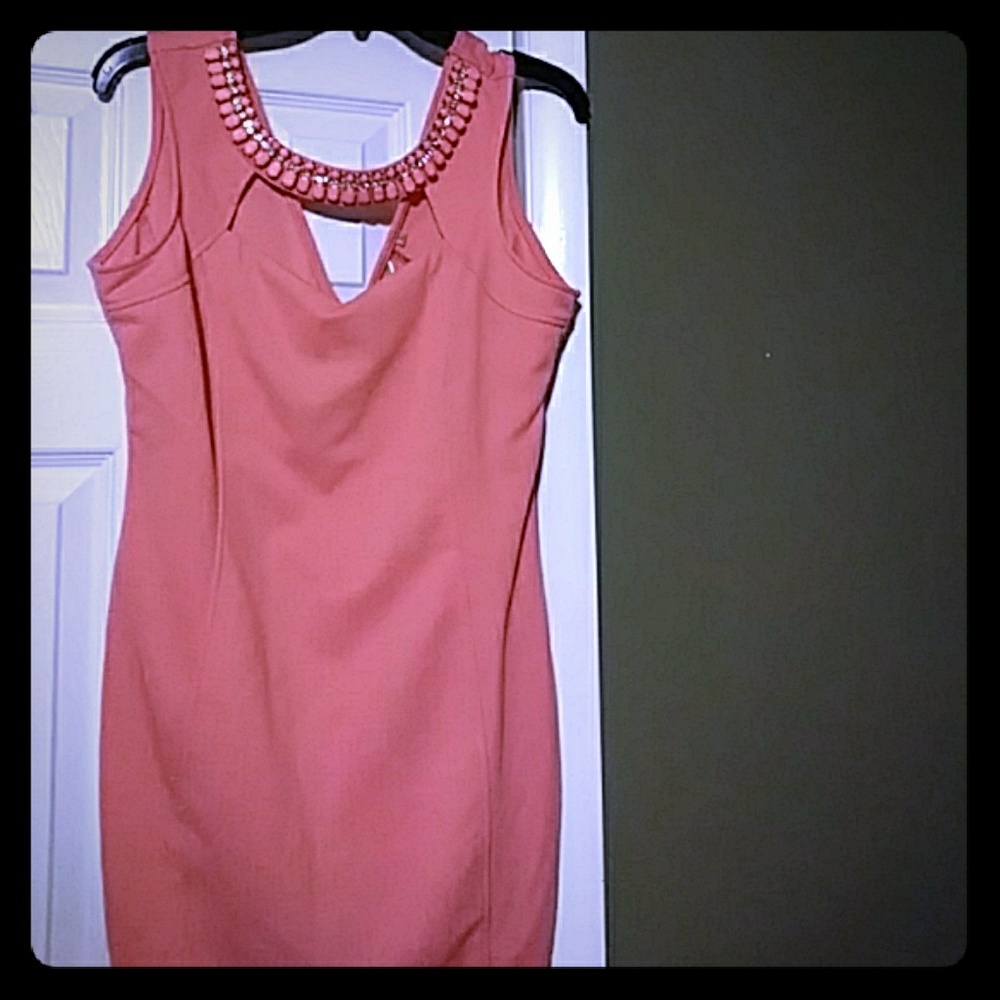 Coral dress w/jewel detail