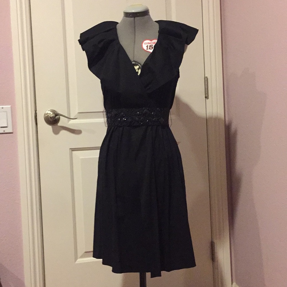 Little black dress with jeweled belt