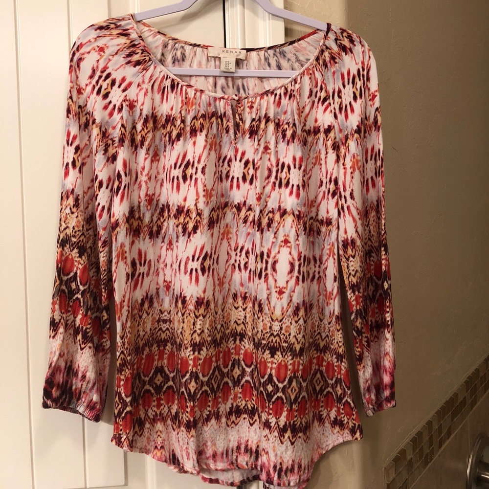 3/4 sleeve burgundy/coral shirt