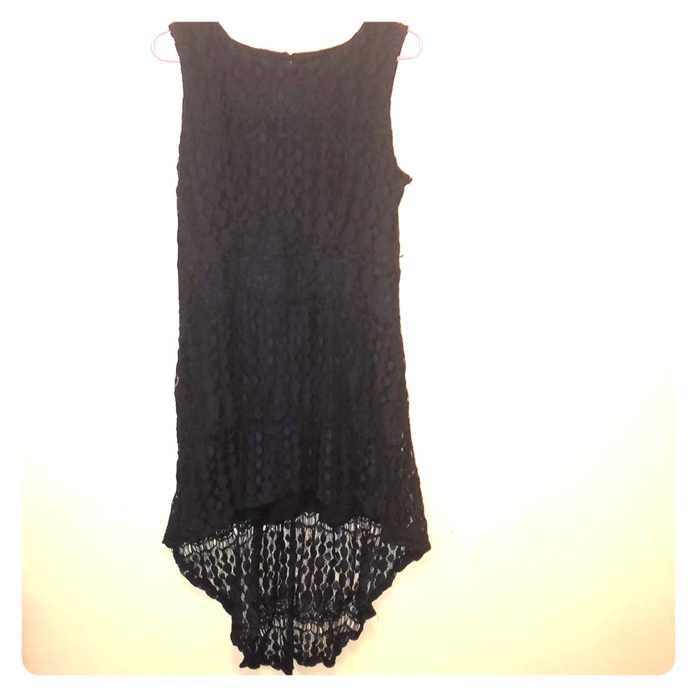 Navy Blue high low lace dress