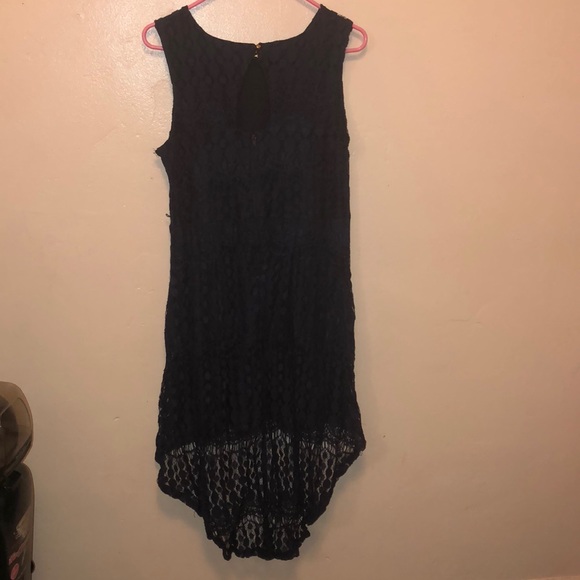 Navy Blue high low lace dress - Picture 3 of 4