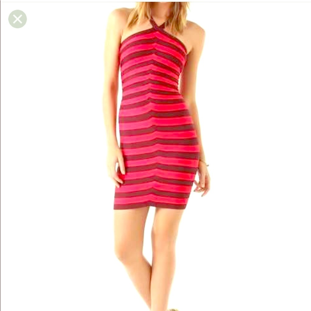 Herve Leger Iconic Bandage Dress-Red and Black