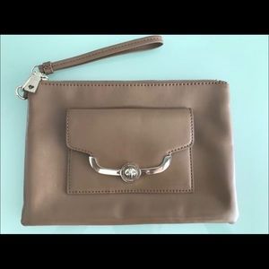 Authentic taupe "Love Mochino" clutch