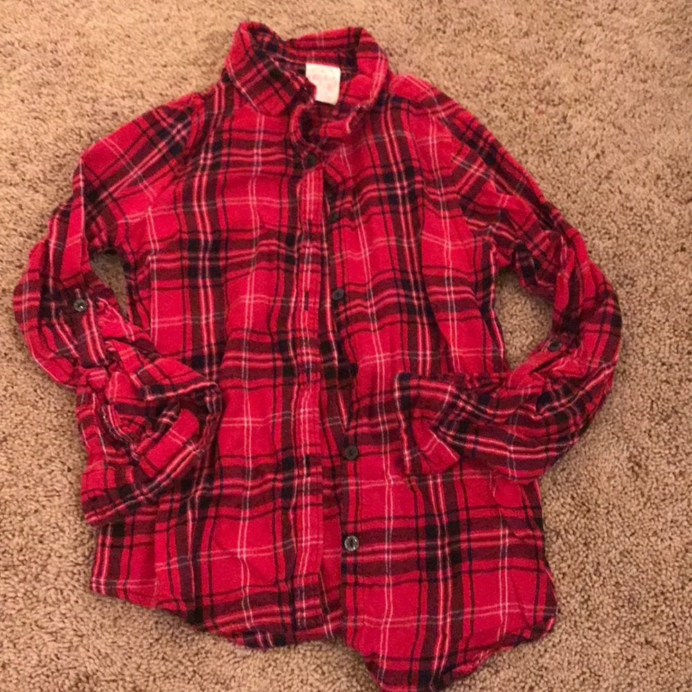 Girls plaid top 7-8