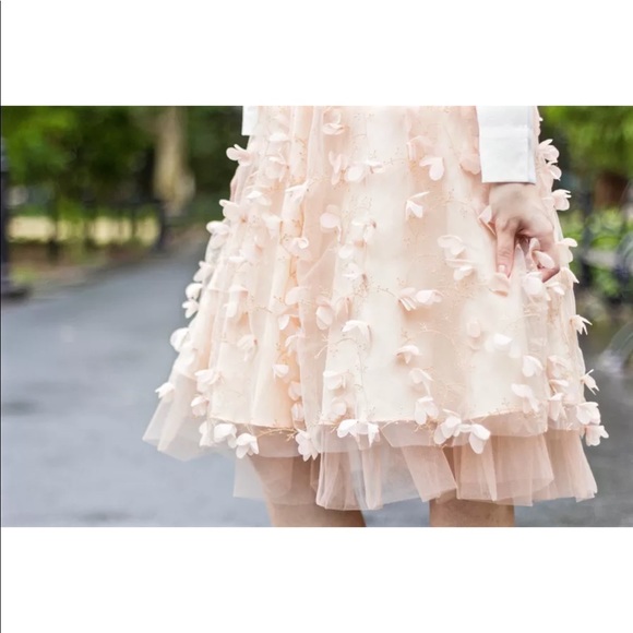 NWOT Eva Franco Pink Midi Dimensional Floral Skirt - Picture 4 of 5