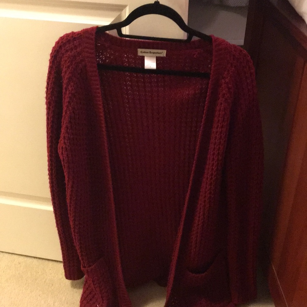 Maroon waffle cardigan