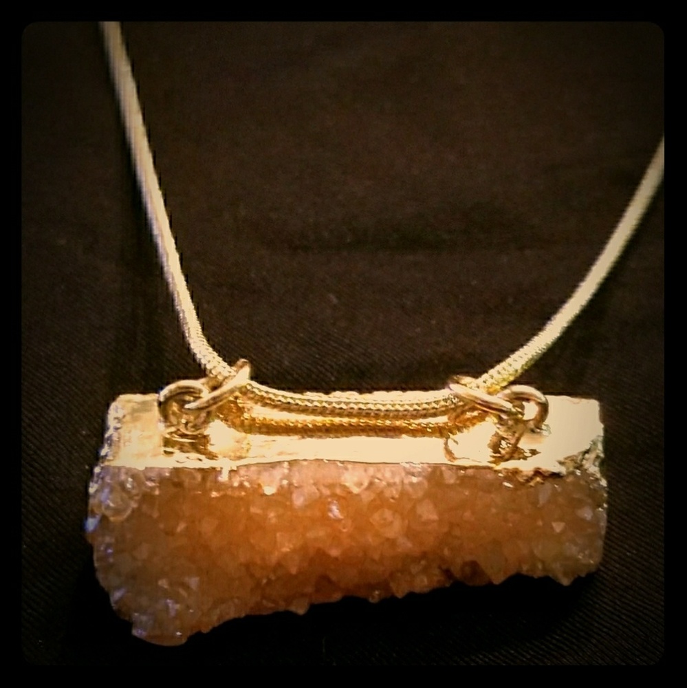 Genuine Pink Druzy Necklace