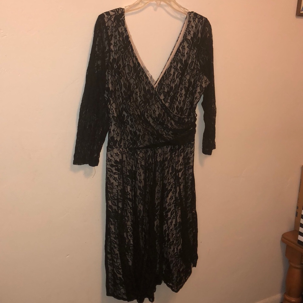 Tan and lace classy knee length dress