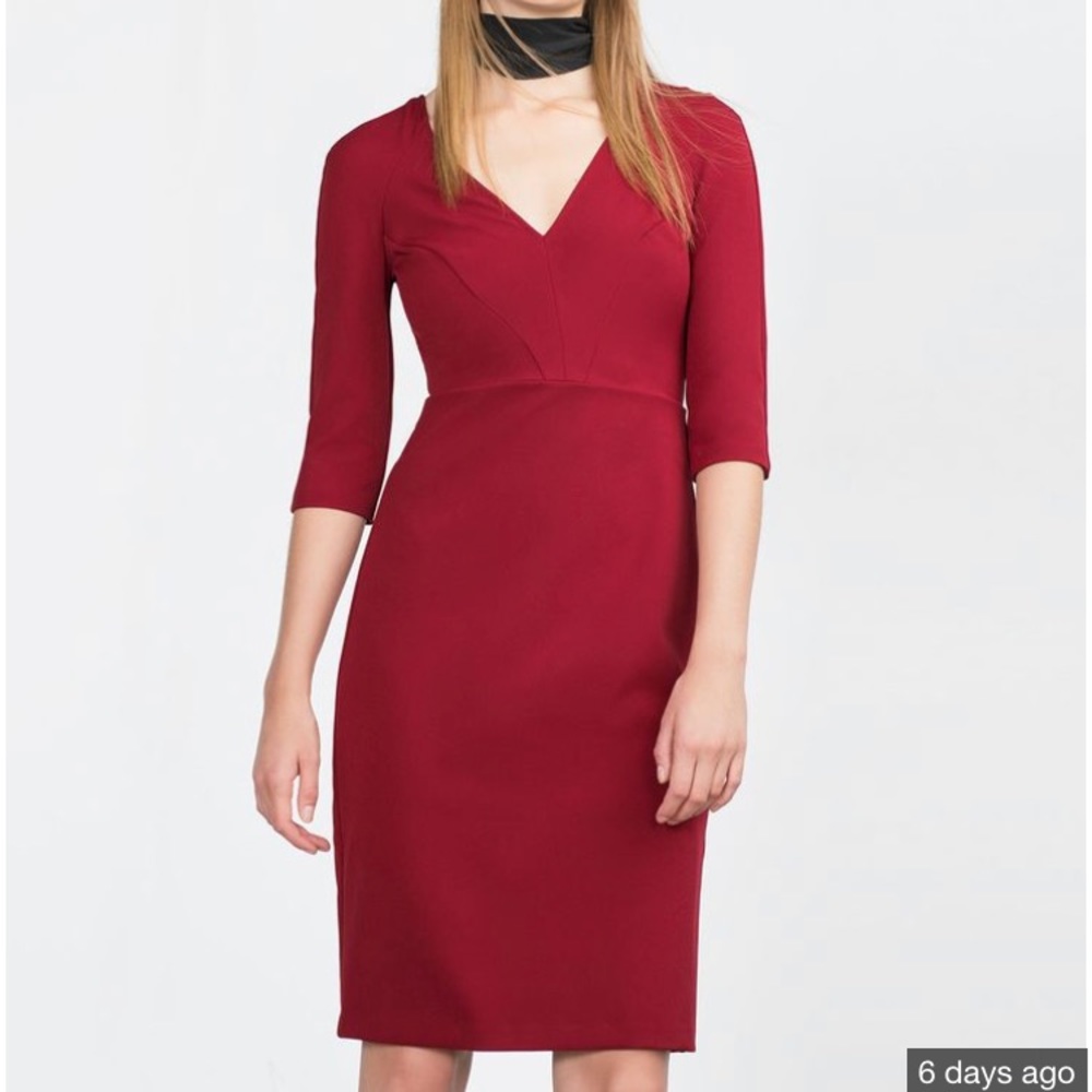 Deep red Zara midi dress